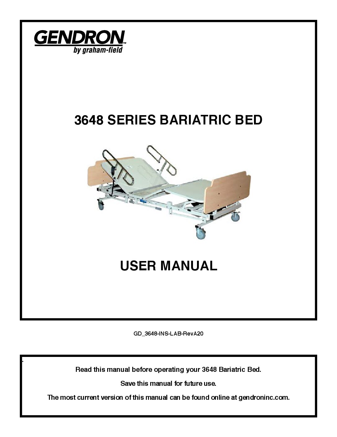 User Manual – 3648 Series Bariatric Homecare Bed
