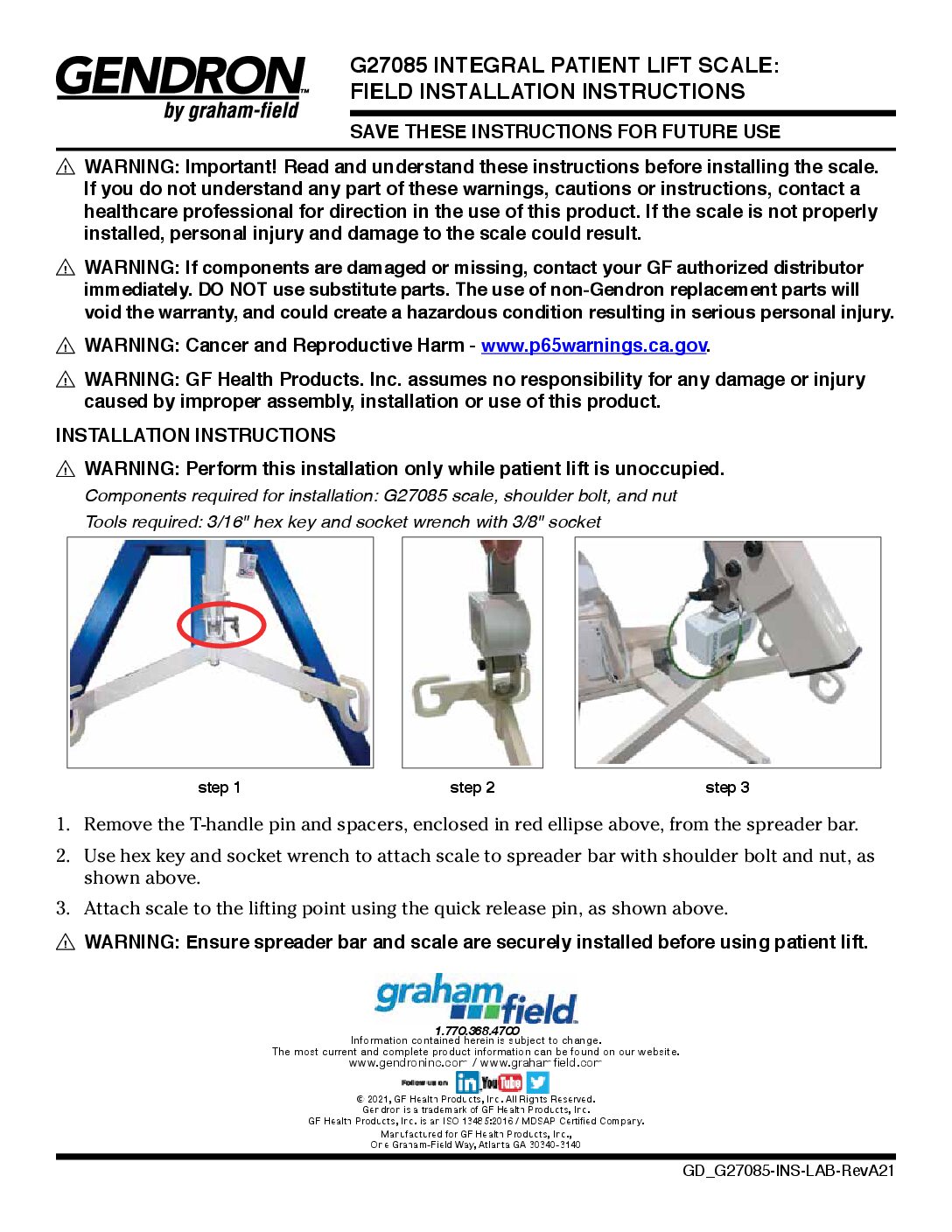 Installation Instructions – Integral Patient Lift Scale