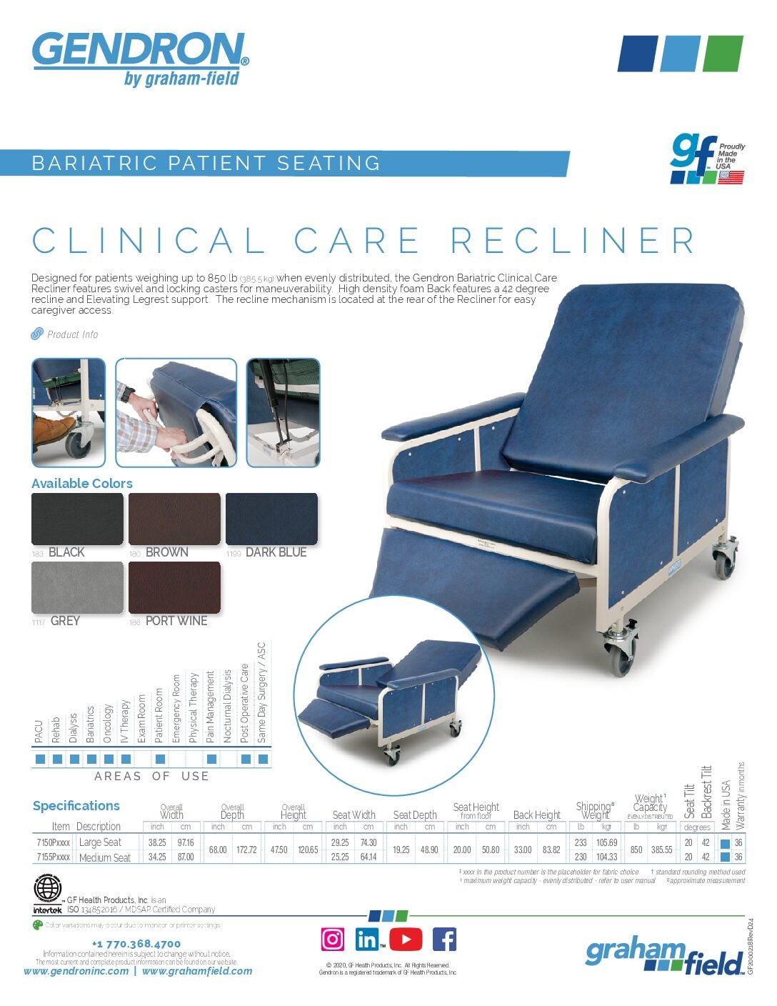 Product Sheet – Clinical Care Recliner