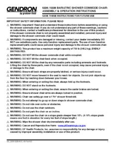 Assembly & Operation Instructions – Bariatric Shower Commode Chair