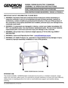 Assembly & Operation Instructions – Bariatric Commode