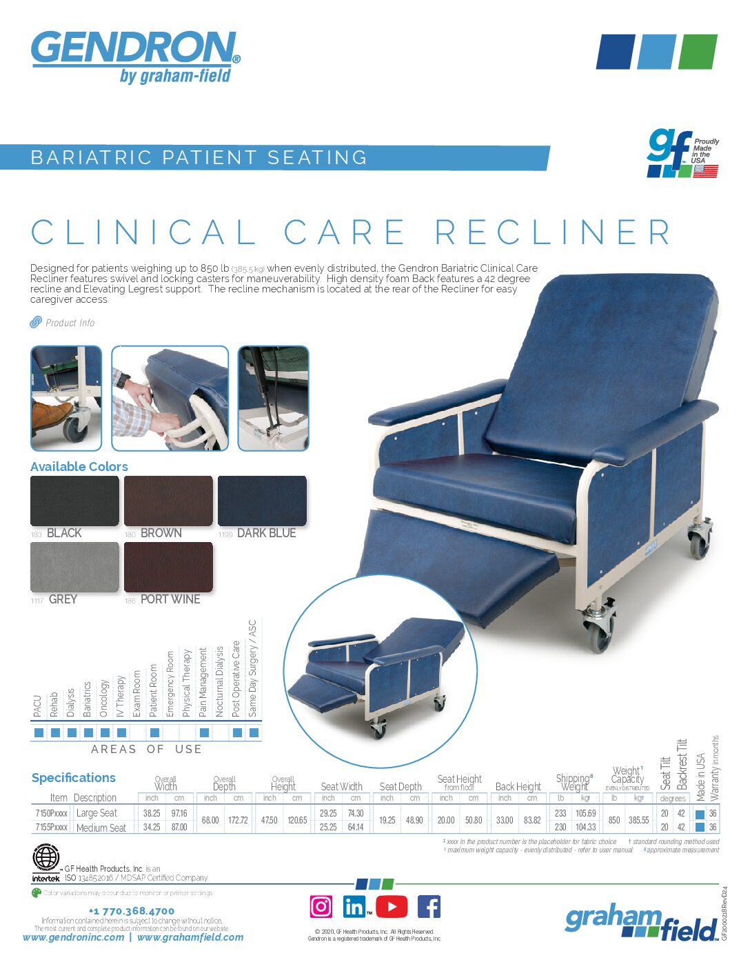 Product Sheet – Clinical Care Recliner