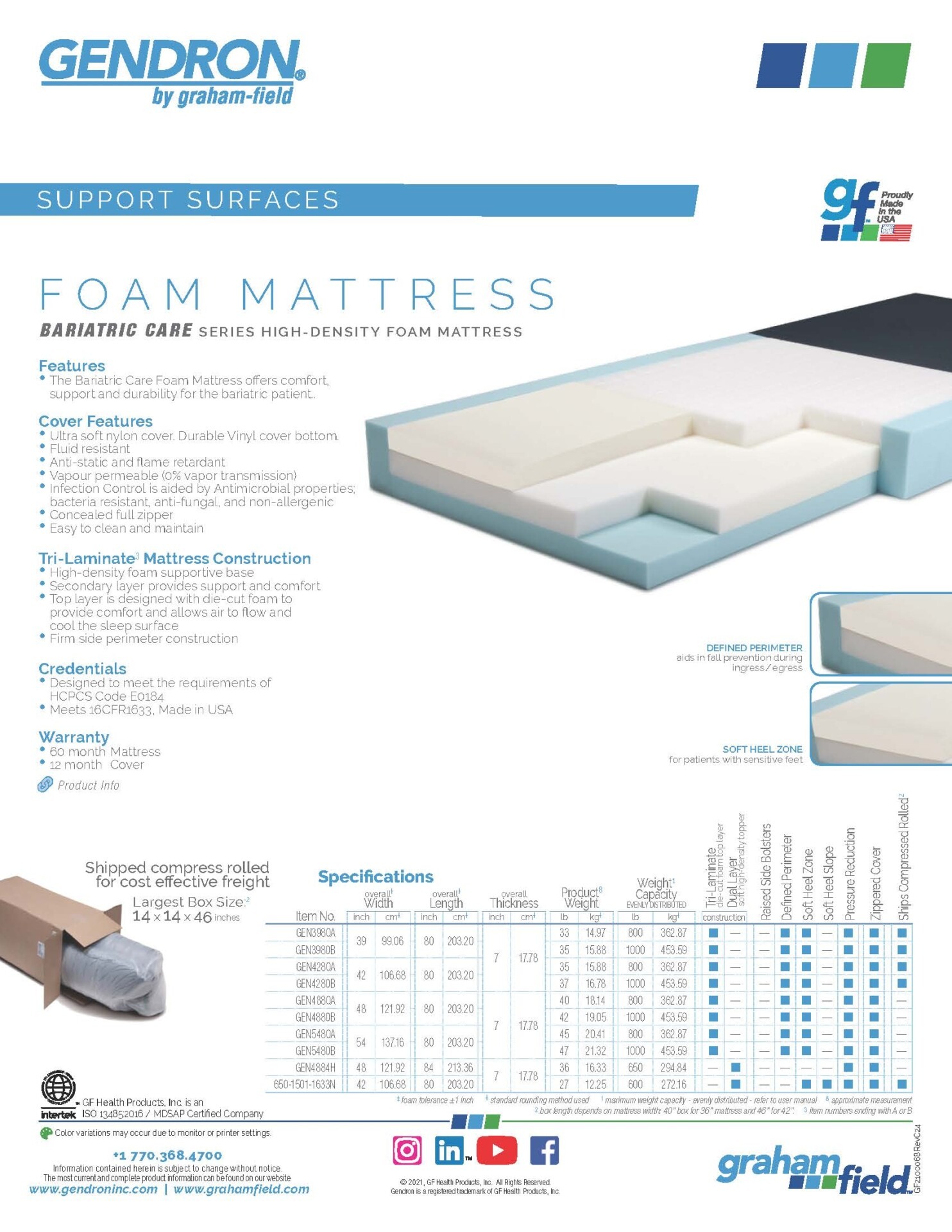 Product Sheet – Bariatric Mattresses