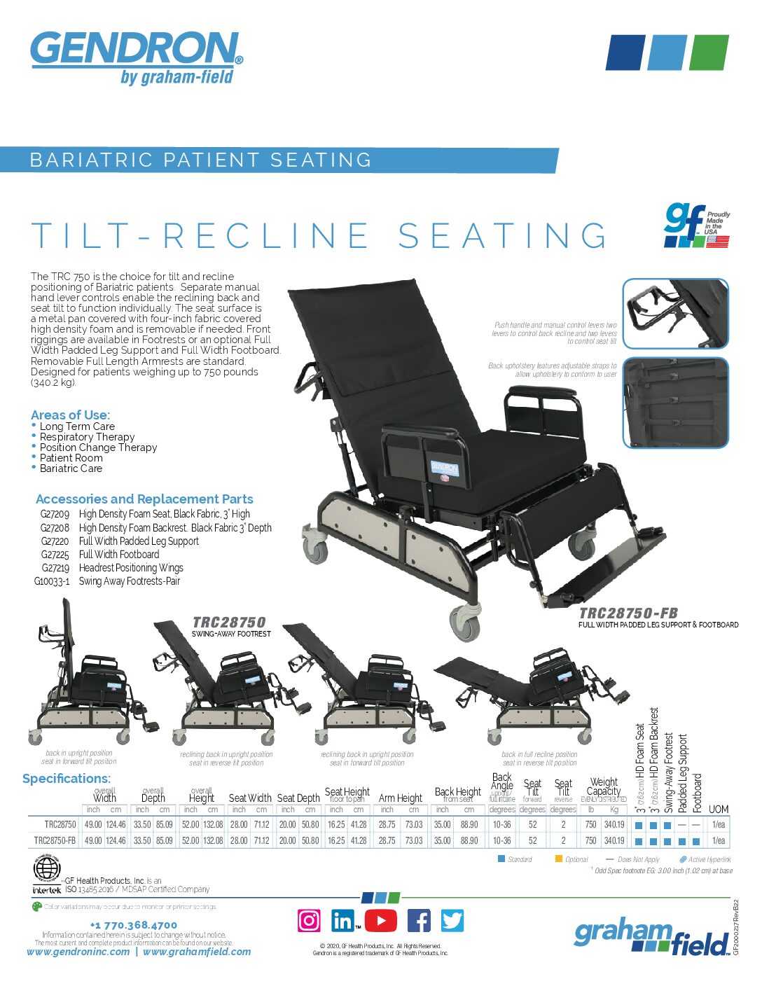 Product Sheet – TRC Tilt-Recline Seating